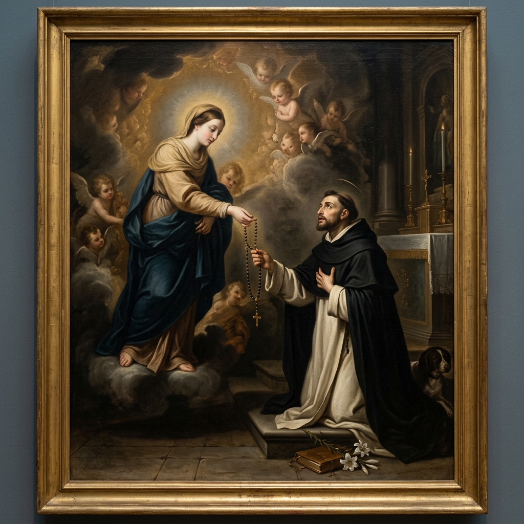 St. Dominic receiving the Rosary